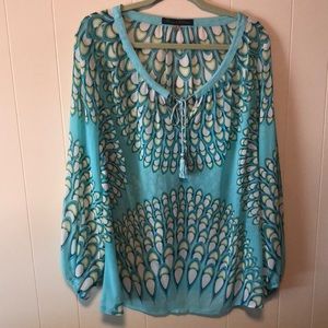 Aqua peacock blouse